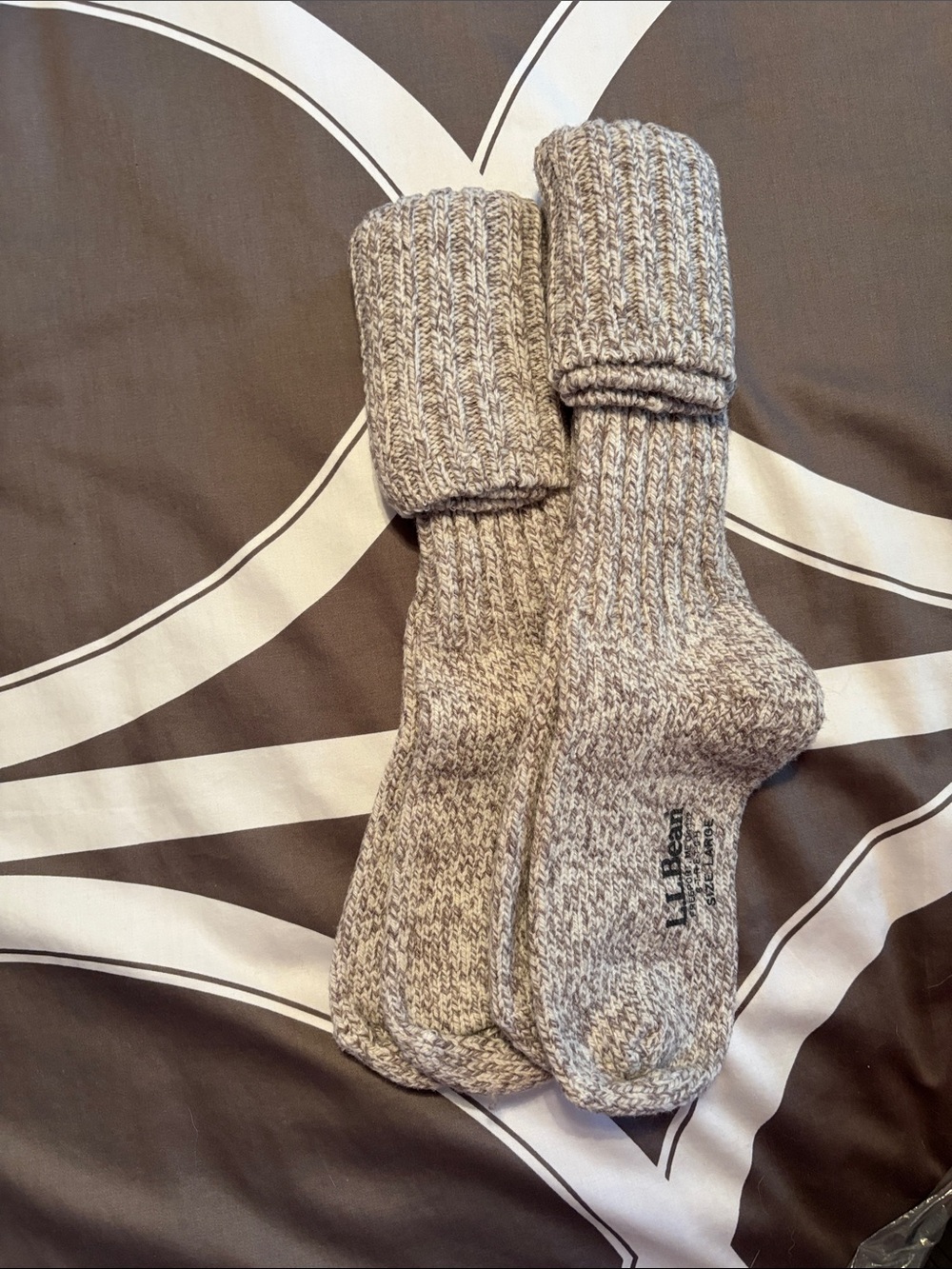 L.L. Bean Marled Grey Knit Wool Socks